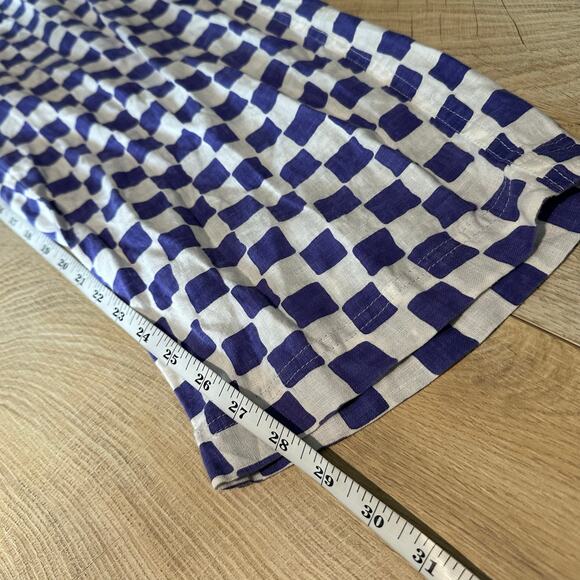 Holiday Emma Mulholland High Waisted Check Linen Pull on Pant Purple L - Picture 9 of 9